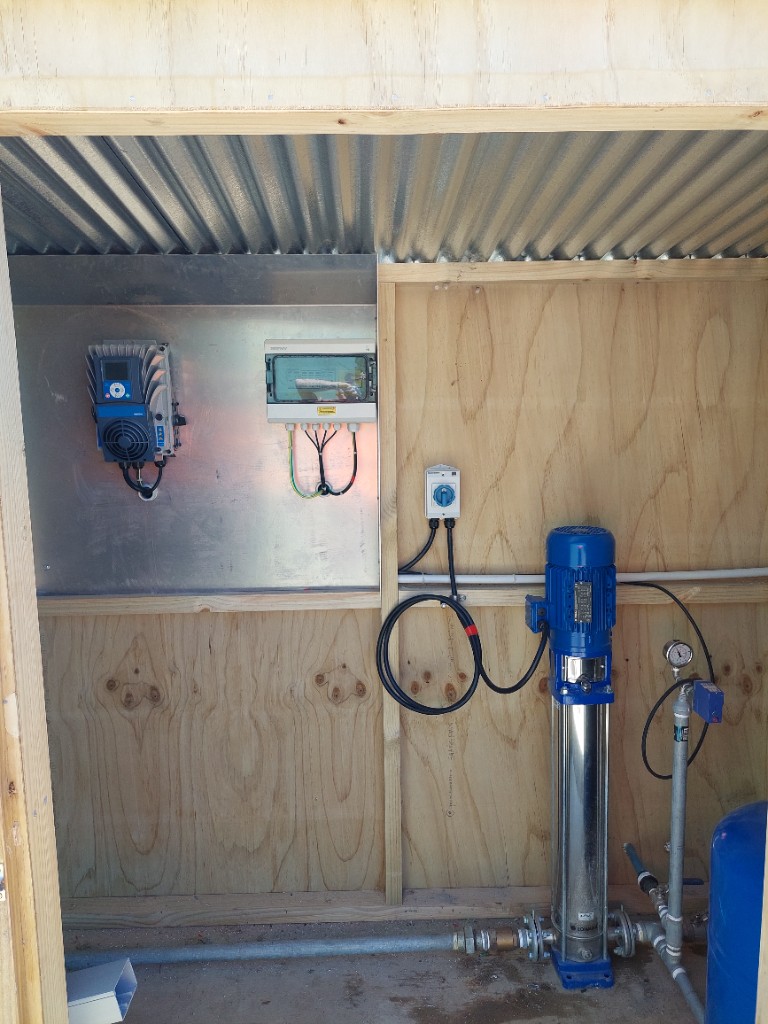 Solar pump controller and pump equipment in timber control shed